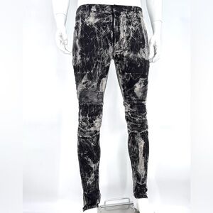 Balmain Paris Biker Jeans – Black/White Marble Wash